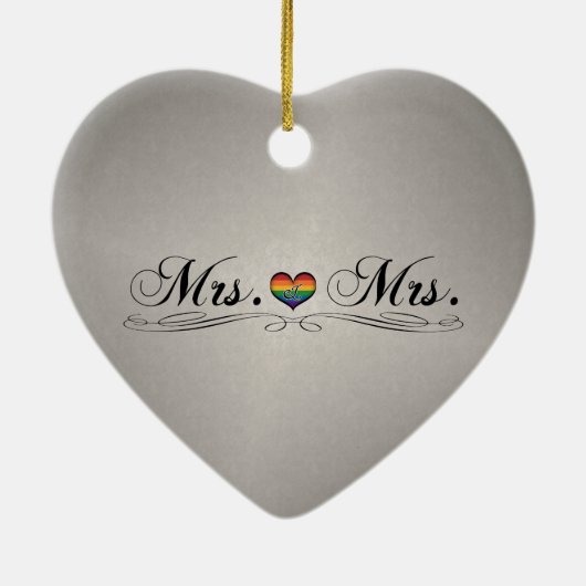 Mevrouw en mevrouw Lesbian Pride Typography Design Keramisch Ornament (Achterkant)
