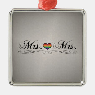 Mevrouw en mevrouw Lesbian Pride Typography Design Metalen Ornament
