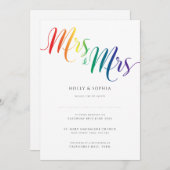 Mevrouw en mevrouw Lesbian Wedding Invitation Rain Kaart (Voorkant / Achterkant)