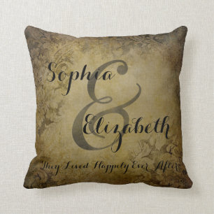 Mevrouw en mevrouw  lesbian Wedding Personalized Kussen