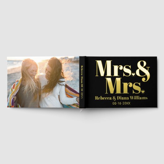 Mevrouw en mevrouw lesbische zwarte foto bruiloft gastenboek (Volledig)