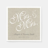 Mevrouw en mevrouw Linen Rustiek Trouwpapier Serve Servet (Voorkant)