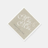 Mevrouw en mevrouw Linen Rustiek Trouwpapier Serve Servet (Hoek)