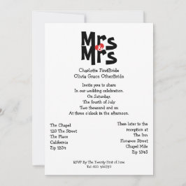Mevrouw en mevrouw Modern Bold Gay Lesbian Wedding Kaart