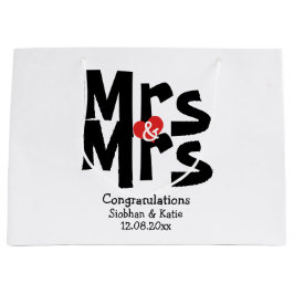 Mevrouw en mevrouw Modern gepersonaliseerd zwart e Large Cadeautasje