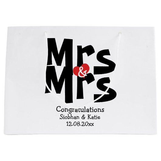 Mevrouw en mevrouw Modern gepersonaliseerd zwart e Large Cadeautasje (Voorkant)