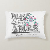 Mevrouw en mevrouw Personalized Lesbian Wedding Gi Accent Kussen (Voorkant)