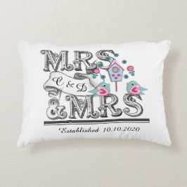 Mevrouw en mevrouw Personalized Lesbian Wedding Gi Accent Kussen