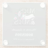 Mevrouw en mevrouw Personalized Lesbian Wedding Gi Glazen Onderzetter (Achterkant)