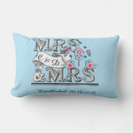 Mevrouw en mevrouw Personalized Lesbian Wedding Gi Kussen