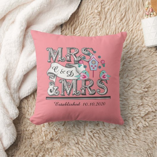 Mevrouw en mevrouw Personalized Lesbian Wedding Gi Kussen (Deken)