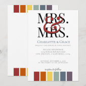 Mevrouw en mevrouw Rainbow Gay Elegant Wedding Aankondiging (Voorkant / Achterkant)