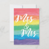 Mevrouw en mevrouw Rainbow Lesbian Wedding Invitat Kaart (Voorkant)