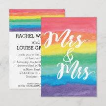 Mevrouw en mevrouw Rainbow Lesbian Wedding Invitat