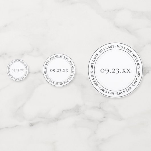 Mevrouw en mevrouw Simple Modern Black White Party Confetti (Achterkanten)