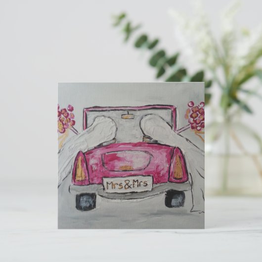 Mevrouw en mevrouw trouwuitnodiging kaart (Staand voorkant)