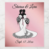 Mevrouw en mevrouw Wedding Personalized Pink Wijn Etiket (Enkel label)