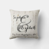 Mevrouw en mevrouw Wood lesbian Wedding Personaliz Kussen (Achterkant)