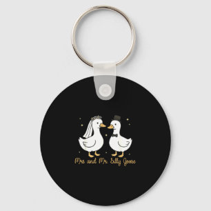 Mevrouw en mijnheer domme gans huwelijksfeest grap sleutelhanger