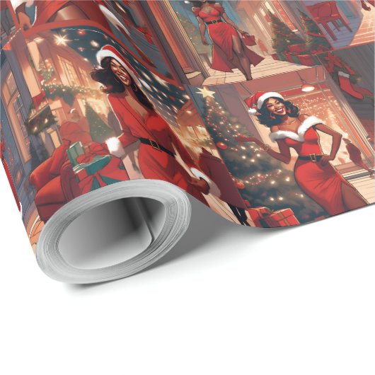 Mevrouw Fancy Santa Cadeaupapier (Rol Hoek)