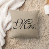 mevrouw faux linen burlap rustic chic initiaal jut kussen (Deken)