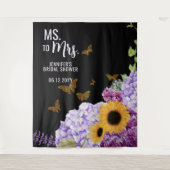 Mevrouw Floral Butterfly Vrijgezellenfeest Backdro Wandkleed (Voorkant)