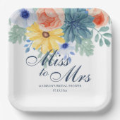 Mevrouw Floral Succulent Macaron Vrijgezellenfeest Papieren Bordje (Voorkant)