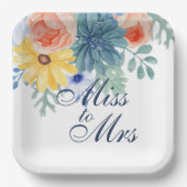 Mevrouw Floral Succulent Macaron Vrijgezellenfeest Papieren Bordje (Voorkant)