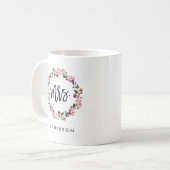Mevrouw Floral Wreath gepersonaliseerd Koffiemok (Voorkant links)