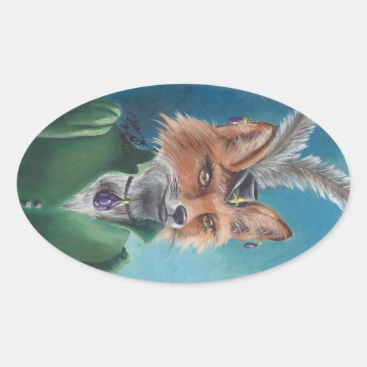 Mevrouw Fox Sticker Fox in Kleding Victoriaans Fox (Voorkant)