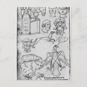 Mevrouw Fr 19093 fol.18v Verschillende tekeningen Briefkaart