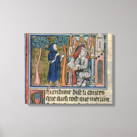 Mevrouw Fr. 95 f.268 Merlin dicteert het verhaal a Canvas Afdruk (Voorkant)