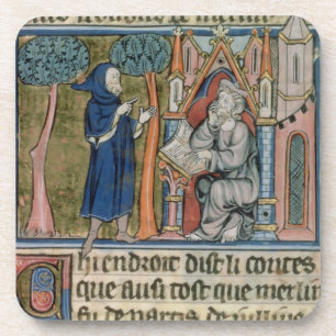 Mevrouw Fr. 95 f.268 Merlin dicteert het verhaal a Onderzetter