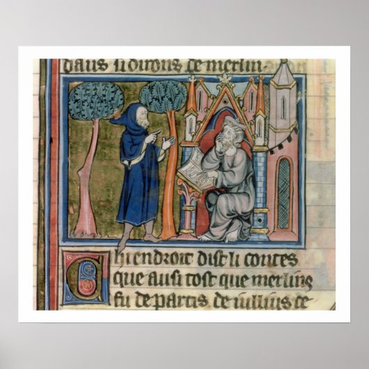 Mevrouw Fr. 95 f.268 Merlin dicteert het verhaal a Poster (Voorkant)