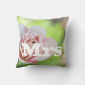 mevrouw Garden Wedding Floral Pink Peony Pillow Kussen (Achterkant)