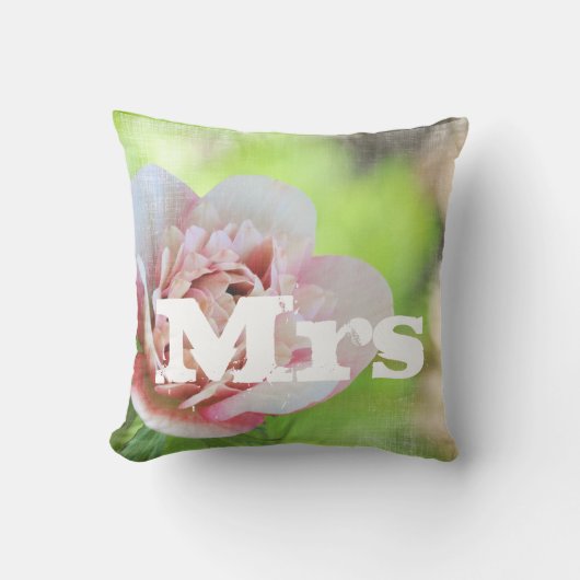 mevrouw Garden Wedding Floral Pink Peony Pillow Kussen (Voorkant)