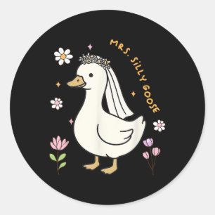 Mevrouw Gekke Goose Bride To Be Wedding Bruid Brui Ronde Sticker