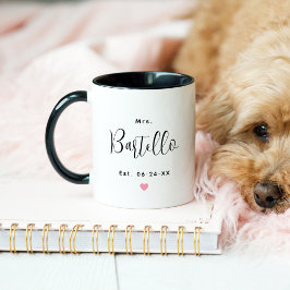 Mevrouw Gepersonaliseerd Zwart Manuscript Familien Mok