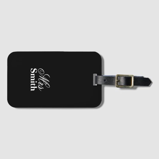Mevrouw Gepersonaliseerde naam Witte zwarte reisba Bagagelabel (Voorkant (horizontaal))