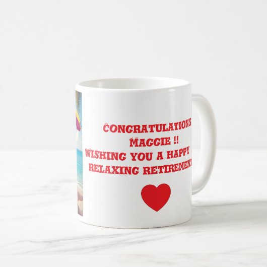 "MEVROUW GING MET PENSIOEN OP HET STRAND" KOFFIEMOK (Voorkant rechts)