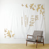 Mevrouw Gold Butterfly White Bridal Backdrop Wandkleed (In Situ (horizontaal))