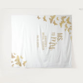 Mevrouw Gold Butterfly White Bridal Backdrop Wandkleed (Voorkant (horizontaal))