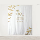Mevrouw Gold Butterfly White Bridal Backdrop Wandkleed (Voorkant)