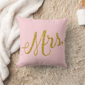 Mevrouw Gold Faux Glitter Metallic Sequins citeert Kussen (Deken)