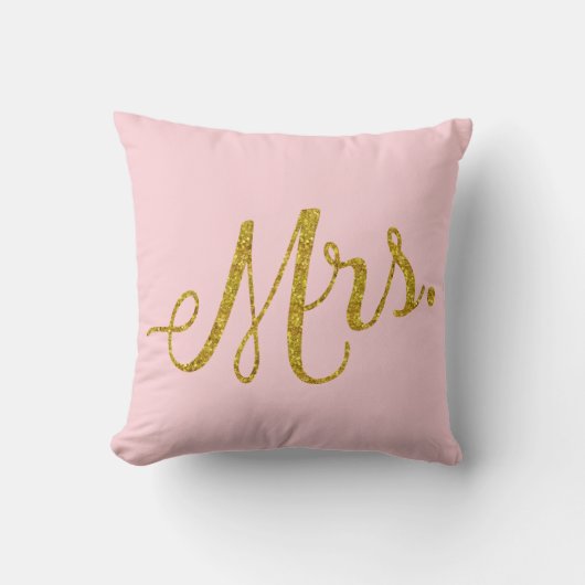 Mevrouw Gold Faux Glitter Metallic Sequins citeert Kussen (Voorkant)