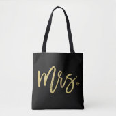Mevrouw Golden Script Bridal Party Wedding Canvas  Tote Bag (Voorkant)