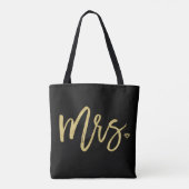 Mevrouw Golden Script Bridal Party Wedding Canvas  Tote Bag (Achterkant)