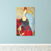 Mevrouw Hebuterne in een blauw voorzitterschap, 19 Canvas Afdruk (Insitu (Houten vloer))