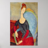 Mevrouw Hebuterne in een blauw voorzitterschap, 19 Poster (Voorkant)