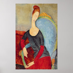 Mevrouw Hebuterne in een blauw voorzitterschap, 19 Poster